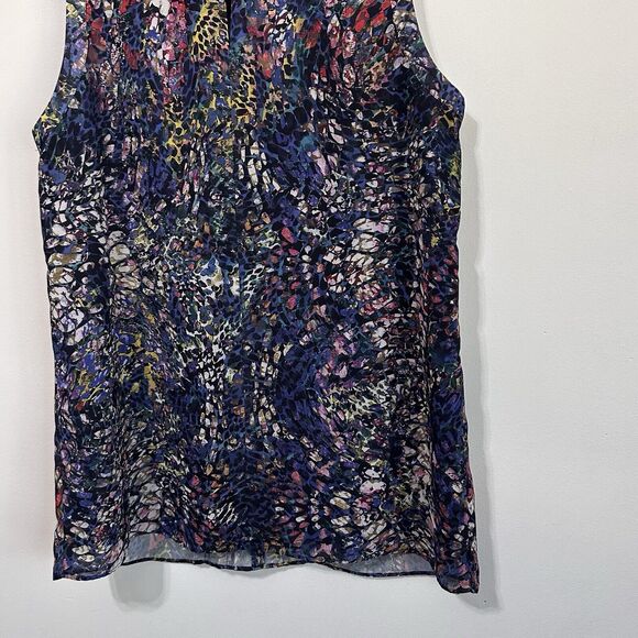 CAbi Stained Glass Keyhole Sleeveless Top M Lined Blue Career Summer #3093 Shirt - Picture 10 of 13